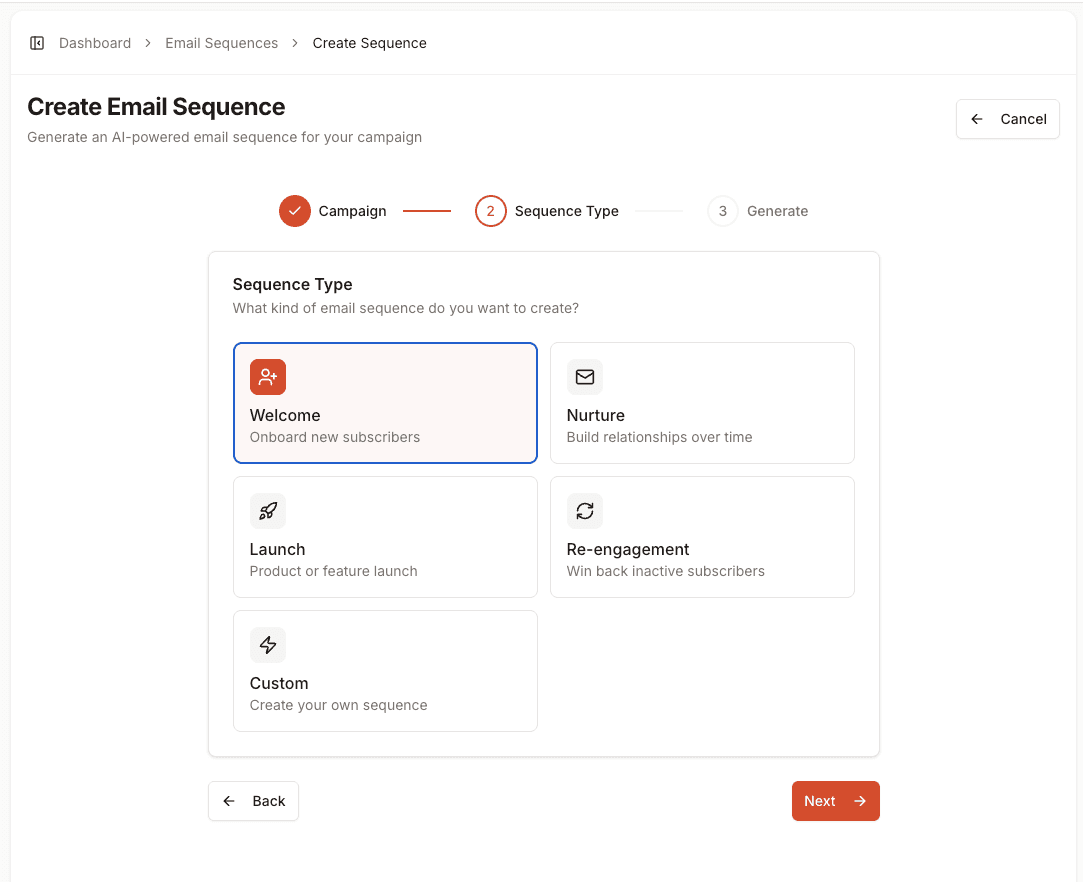 Email sequences that reference your brand, not a template.
