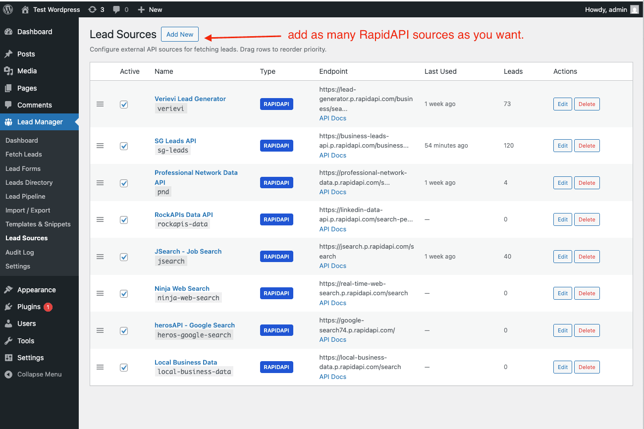Fetch fresh leads with a single RapidAPI key.